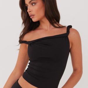Solace Soul Twist Shoulder Top - Black