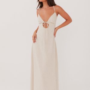 Flora Linen Maxi Dress - Oatmeal