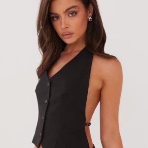 Sarah Halterneck Vest Top - Black