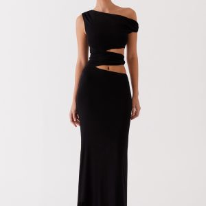 Margot One Shoulder Maxi Dress - Black