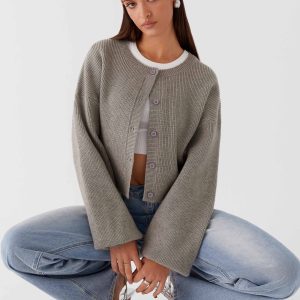 Daphne Knit Cardigan - Light Grey