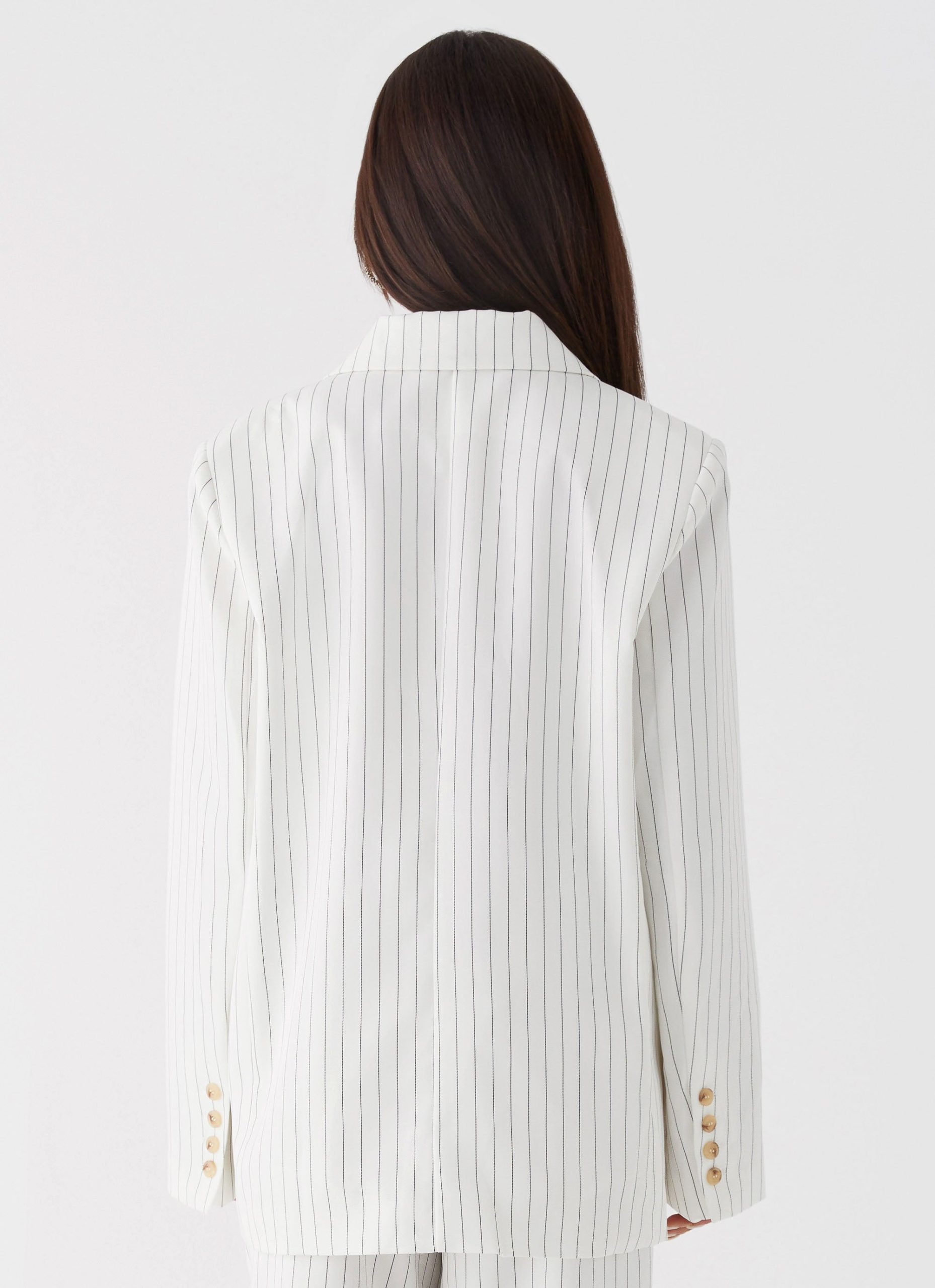 Can't Leave Pinstripe Oversized Blazer - White Pinstripe - Image 5