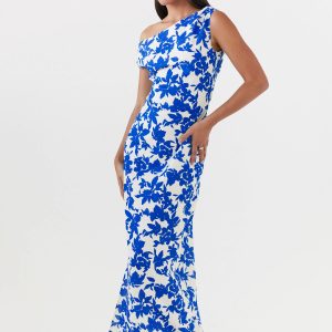Pyper Off Shoulder Maxi Dress - Blue Floral