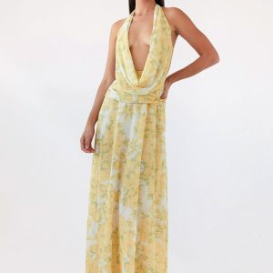 Elysia Chiffon Maxi Dress - Daffodil