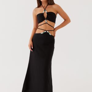 Neveah Beaded Maxi Skirt - Black