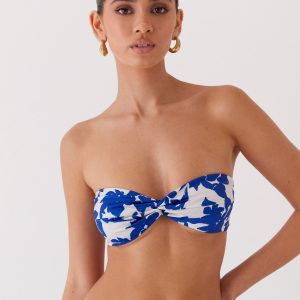 Sky Gaze Twist Top - Blue Floral