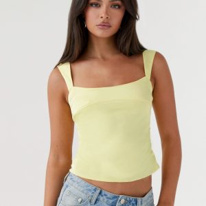 Lylah Satin Top - Yellow