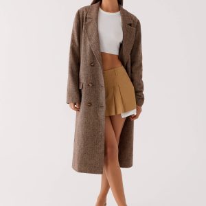 Since Way Back Longline Coat - Brown