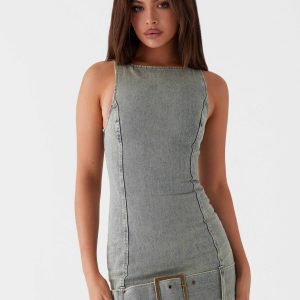 Dark Matter Mini Dress - Washed Denim