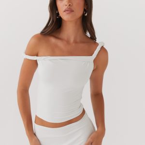 Solace Soul Twist Shoulder Top - Ivory