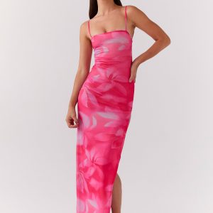 Life In Pink Maxi Dress - Abstract Bloom