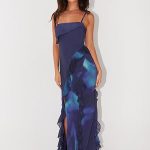 Do No Wrong Ruffle Maxi Dress - Cyber Rose