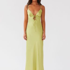 Flora Satin Maxi Dress - Green Expectations