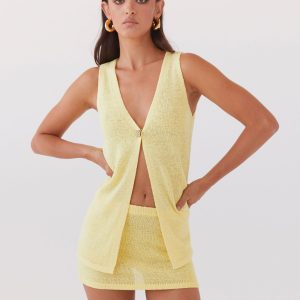 Capri Glow Knit Top - Canary