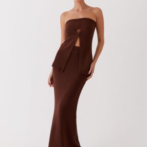 Delicate Lady Knit Top - Chocolate