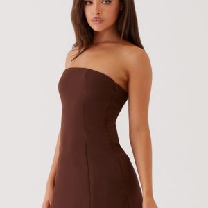 Ayanna Strapless Mini Dress - Chocolate