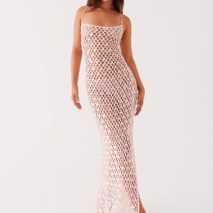 Calabria Crochet Maxi Dress - Pink