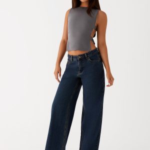 Keanna Low Rise Denim Jeans - Washed Denim
