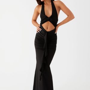 Allanna Frill Maxi Dress - Black