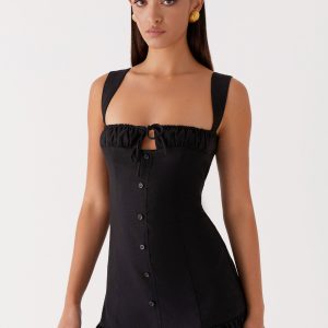 Kamielle Frill Mini Dress - Black