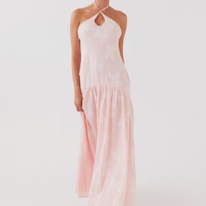 Blushed Cross Neckline Maxi Dress - Pink Petal