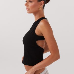 Alice Cut Out Tank Top - Black