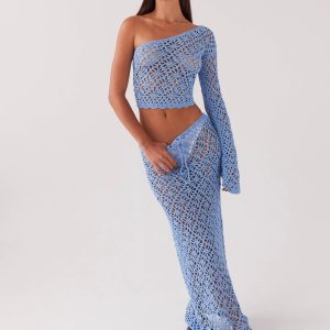 Merliah Crochet Maxi Skirt - Blue