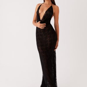 Champagne Coastline Maxi Dress - Black