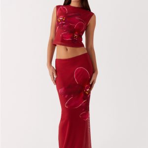 Waiting For Dawn Mesh Maxi Skirt - Rosa