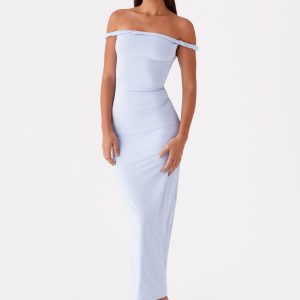 Arabella Twist Shoulder Maxi Dress - Blue