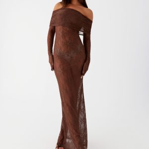 Nadia Lace Maxi Dress - Chocolate