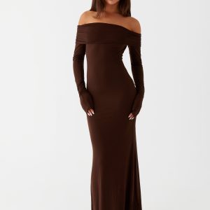 Cocoa Long Sleeve Maxi Dress - Chocolate