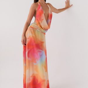 Elysia Chiffon Maxi Dress - Rainbow