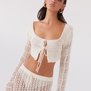 Rosalina Crochet Long Sleeve Top - Natural