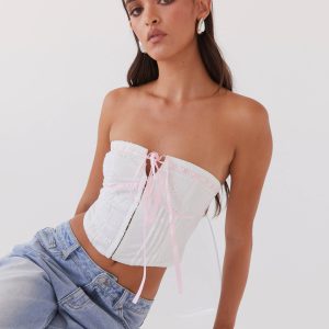 All My Affection Bustier Top - Pink Ribbon