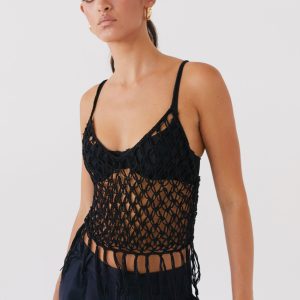 Metro Wilds Net Top - Black