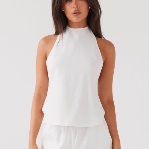Heatwave Linen Apron Top - White