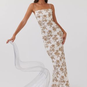 Lara Satin Maxi Dress - Hazel Bloom