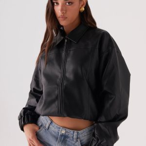 Houghton Oversized Bomber Jacket - Black