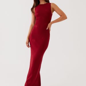 Holly Knit Maxi Dress - Red