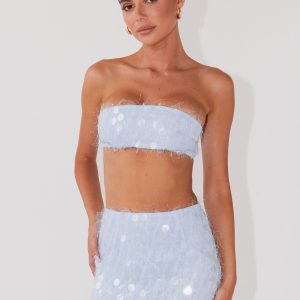 Kyleigh Textured Sequin Bandeau Top - Lavender Mist