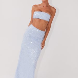 Kyleigh Textured Sequin Maxi Skirt - Lavender Mist
