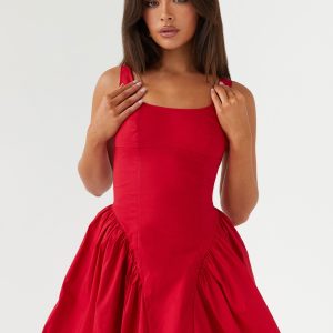 Sassy Soiree Corset Mini Dress - Red