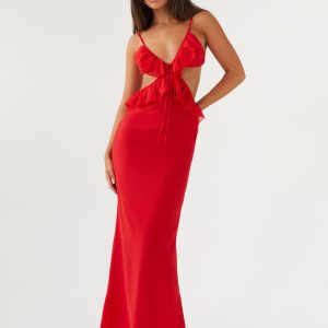 Klara Cut Out Maxi Dress - Red