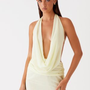 Elysia Chiffon Mini Dress - Lemon