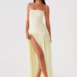 Eden Strapless Maxi Dress - Yellow