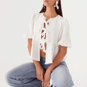 Western Wind Tie Top - White