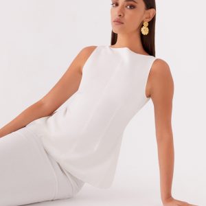 Mooney Linen Top - White