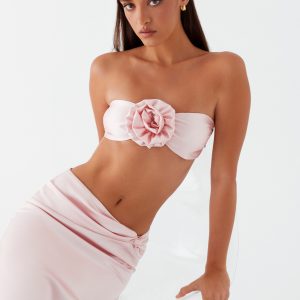 Crescent Light Rose Bandeau Top - Pink
