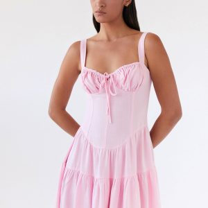 Lucie Linen Mini Dress - Pink